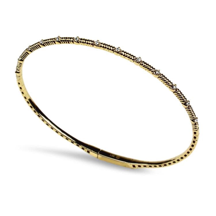 Christopher Designs Bracelet 14K Yellow Gold Crisscut Diamond Station Memory Cuff Bracelet