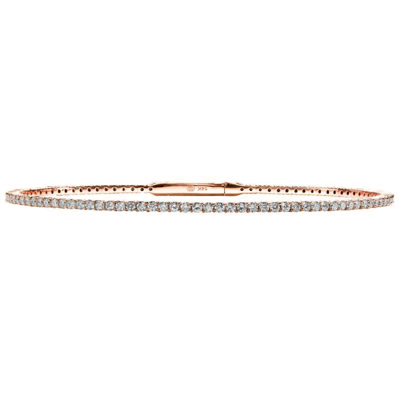 Christopher Designs Bracelet 18K Rose Gold Crisscut Diamond Memory Cuff Bracelet