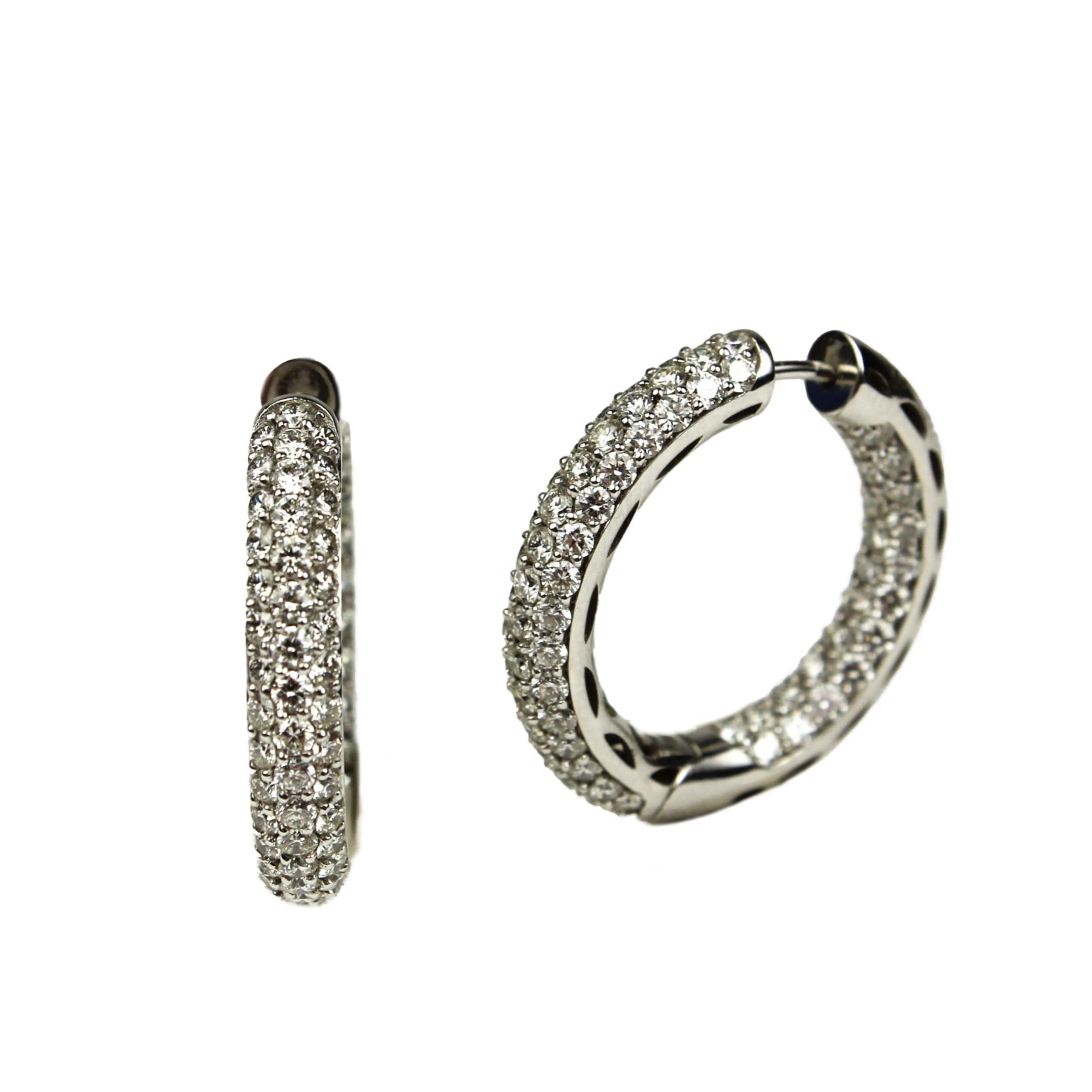 Christopher Designs Earring 18K White Gold Diamond Hoop Earrings