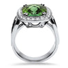 Christopher Designs Ring 18K White Gold Green Tourmaline and Diamond Halo Ring 6.5
