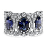 Christopher Designs Ring 18K White Gold Sapphire and Diamond Halo Ring 6.5