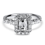 Christopher Designs Bridal Engagement Ring 14K White Gold Crisscut Emerald Cut .69ct Halo Engagement Ring 6.5