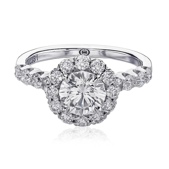 Christopher Designs Bridal Engagement Ring Crisscut Round 1.12cts Halo Engagement Ring 6.5