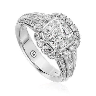 Christopher Designs Bridal Engagement Ring Cushion Crisscut 2.02cts Engagement Ring 6.5