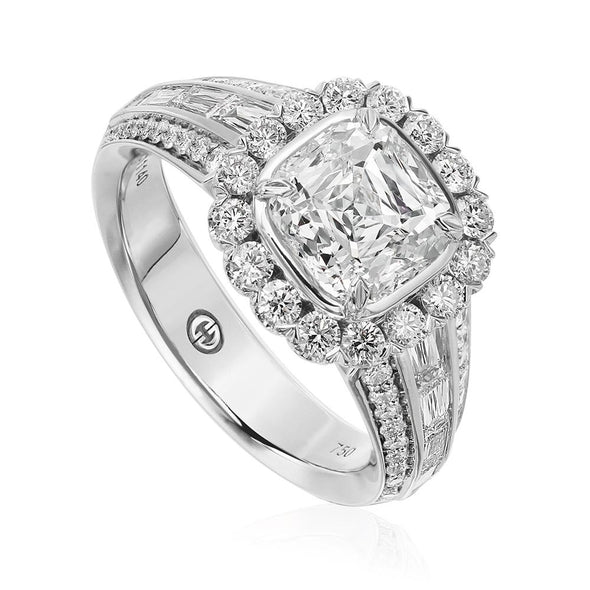 Christopher Designs Bridal Engagement Ring Cushion Crisscut 2.02cts Engagement Ring 6.5