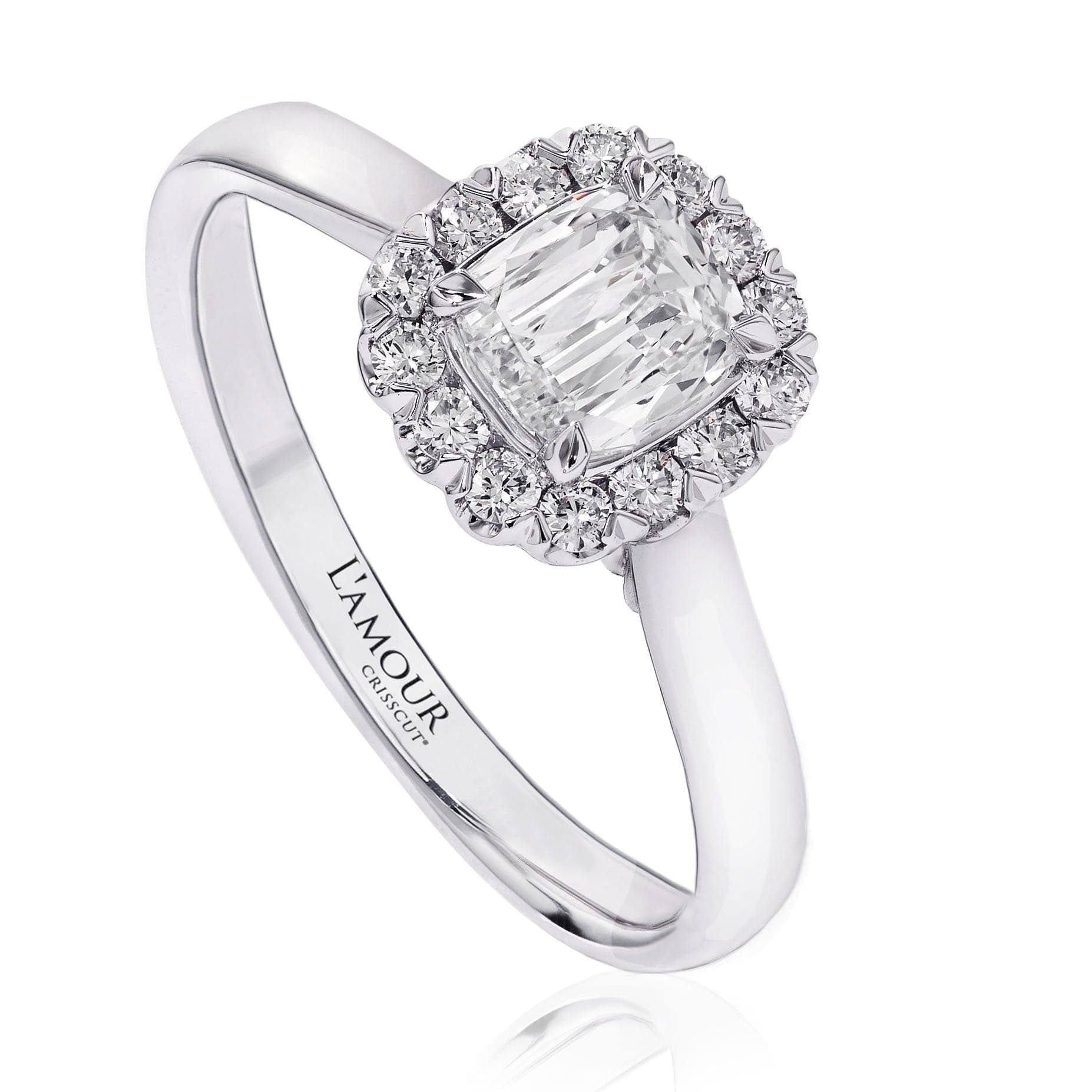 Christopher Designs Bridal Engagement Ring L'Amour Crisscut Cushion .50ct Engagement Ring