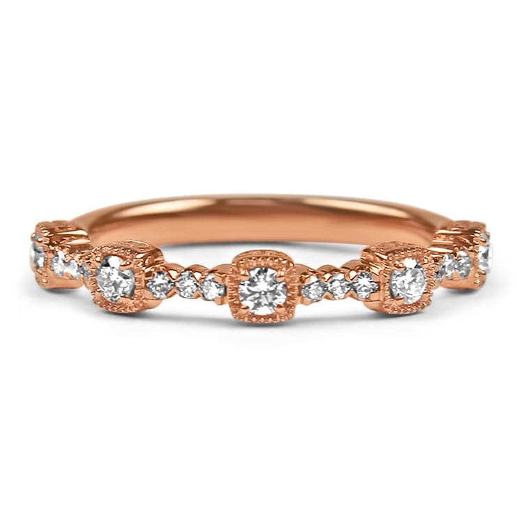 Christopher Designs Bridal Wedding Band Rose Gold Diamond Station Band 6.5