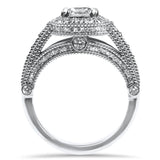 Christopher Designs Bridal Engagement Ring White Gold Crisscut Cushion 1.14cts Halo Engagement Ring 6.5