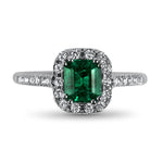 Christopher Designs Ring Copy of White Gold Emerald and Diamond Square Halo Ring 6.25