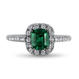 Christopher Designs Ring Copy of White Gold Emerald and Diamond Square Halo Ring 6.25