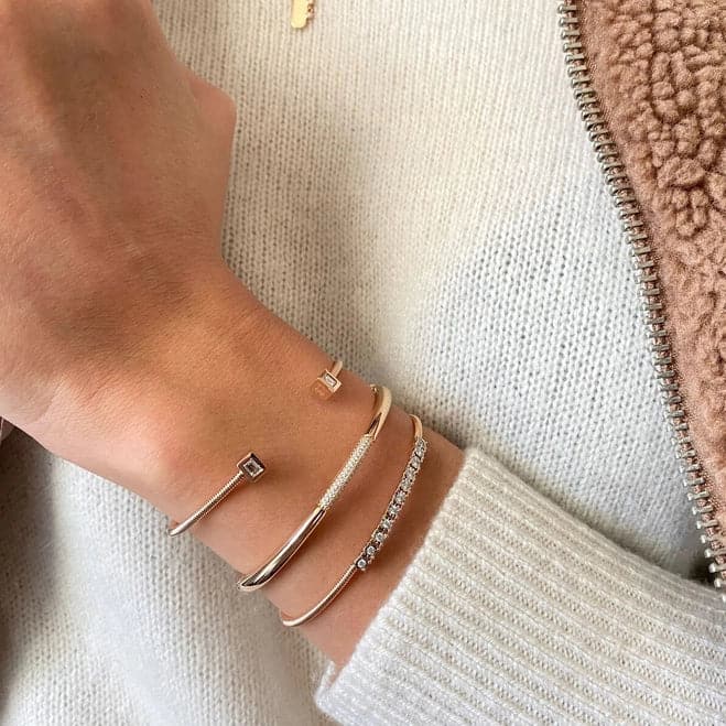 Dana Rebecca Designs Bracelet Cynthia Rose Pave Dome Bangle Bracelet - Rose Gold
