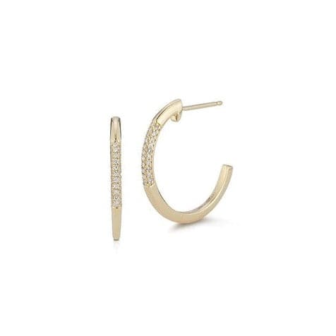 Dana Rebecca Designs Earring Cynthia Rose Pave Dome Hoop Earrings - Yellow Gold