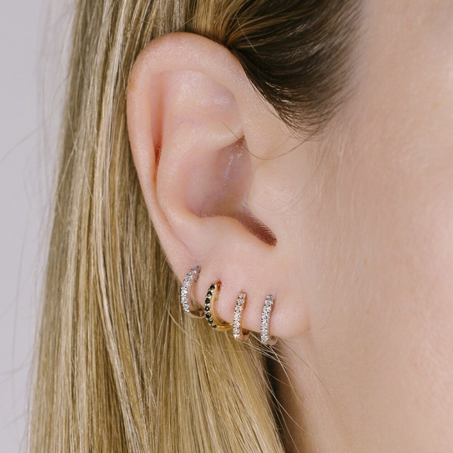 Dana Rebecca Designs Earring DRD Mini Diamond Huggies - Yellow Gold
