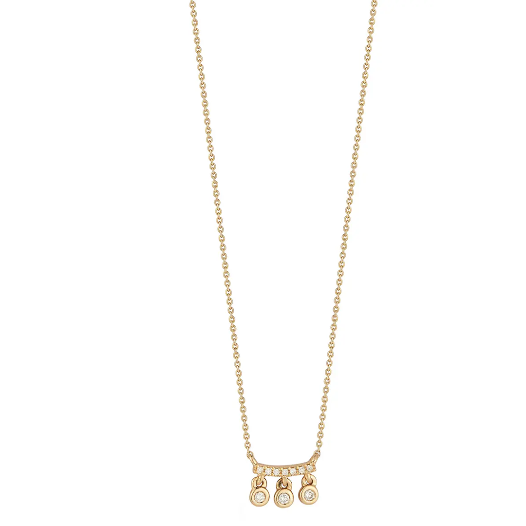Dana Rebecca Designs Necklaces and Pendants Lulu Jack Charm Diamond Bar Necklace - Yellow Gold