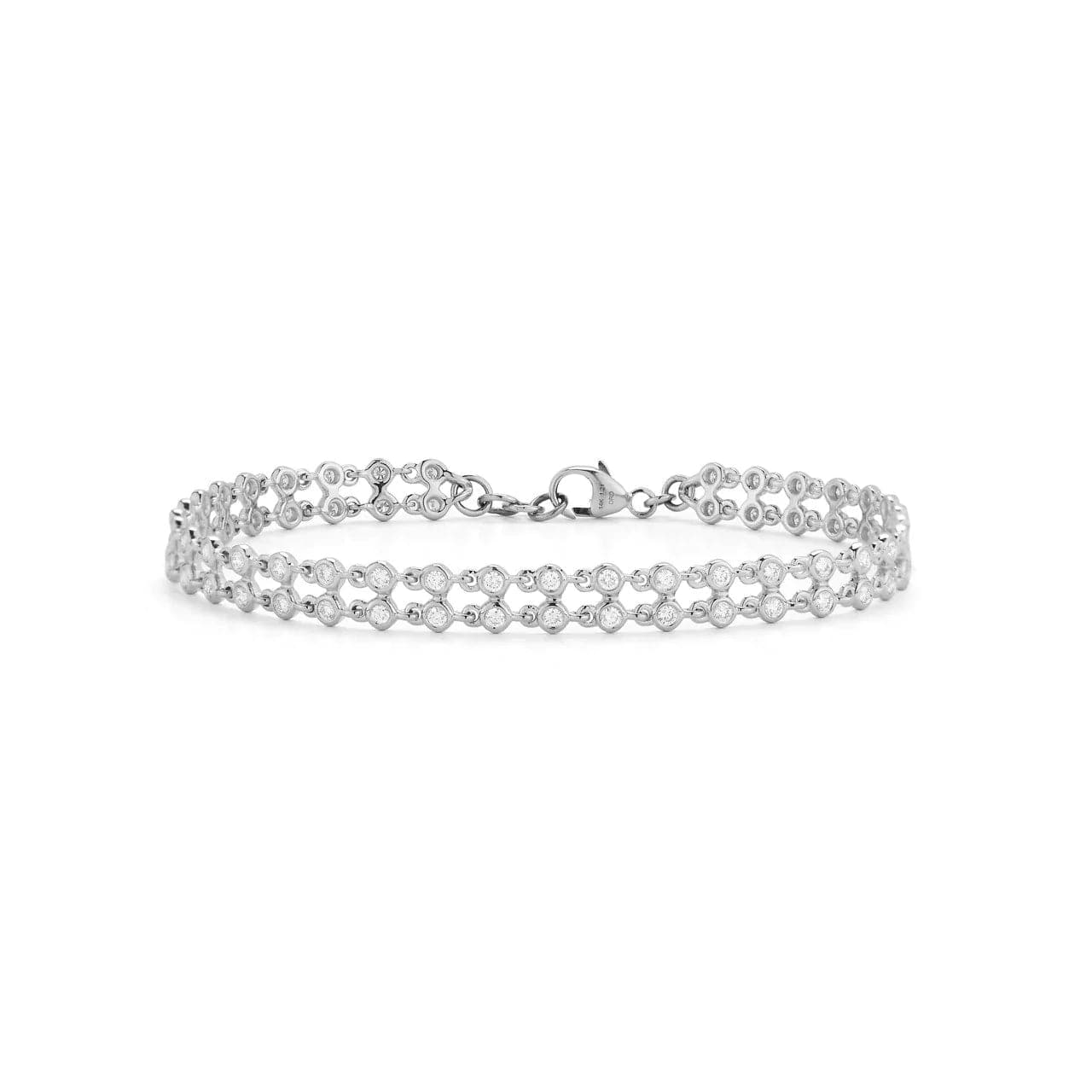 Dana Rebecca Designs Bracelet Lulu Jack Double Row Bezel Bracelet - White Gold