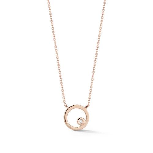 Dana Rebecca Designs Necklaces and Pendants Lulu Jack Open Disc Bezel Necklace - Rose Gold 16/18"