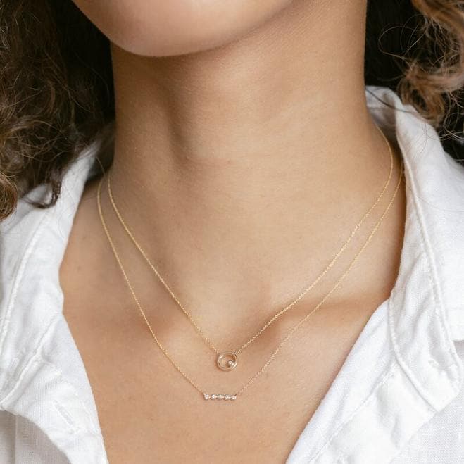 Dana Rebecca Designs Necklaces and Pendants Lulu Jack Open Disc Bezel Necklace - White Gold 16/18"