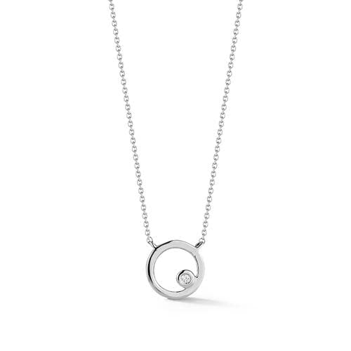 Dana Rebecca Designs Necklaces and Pendants Lulu Jack Open Disc Bezel Necklace - White Gold 16/18"