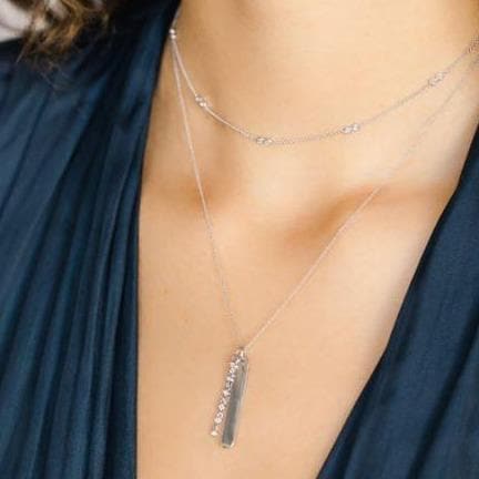 Dana Rebecca Designs Necklaces and Pendants Lulu Jack Vertical Bar and Diamond Bezel Link Necklace