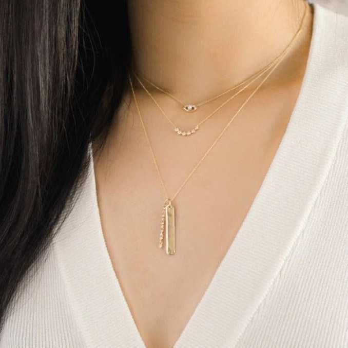 Dana Rebecca Designs Necklaces and Pendants Lulu Jack Vertical Bar and Diamond Bezel Link Necklace