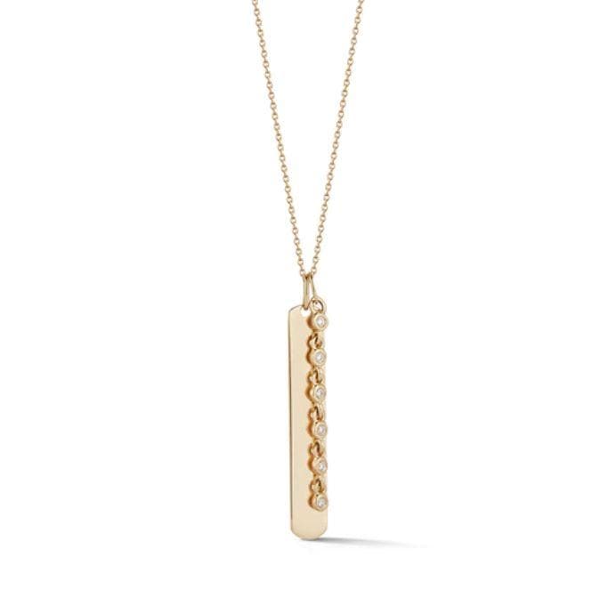 Dana Rebecca Designs Necklaces and Pendants Lulu Jack Vertical Bar and Diamond Bezel Link Necklace