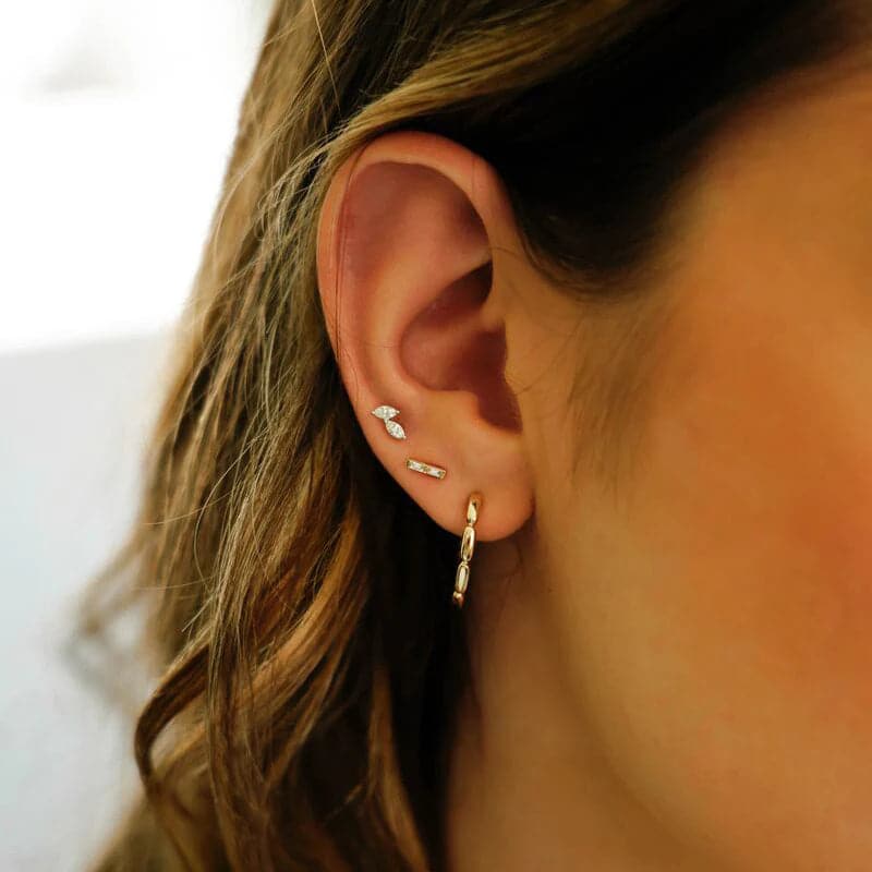 Ice Hook Earrings - Edgy and Unique Bar Studs With Curved Threader Backs -  Rebecca Haas Jewelry