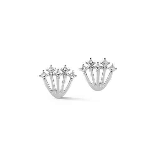 Dana Rebecca Designs Earring Millie Ryan Five Burst Princess Cut Diamond Huggie Earrings - White Gold