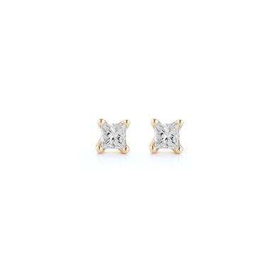 9ct Gold Diamond Princess Cut Stud Earrings  Prouds
