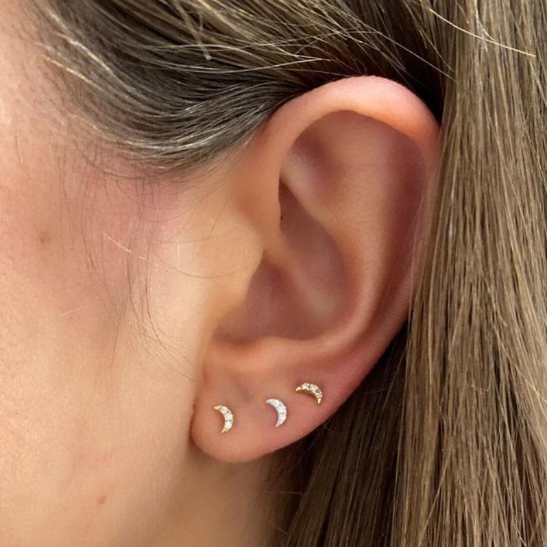 Dana Rebecca Designs Earring Mini Crescent Moon Diamond Studs