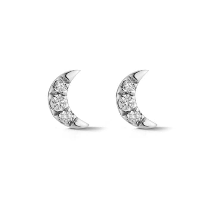 Dana Rebecca Designs Earring Mini Crescent Moon Diamond Studs