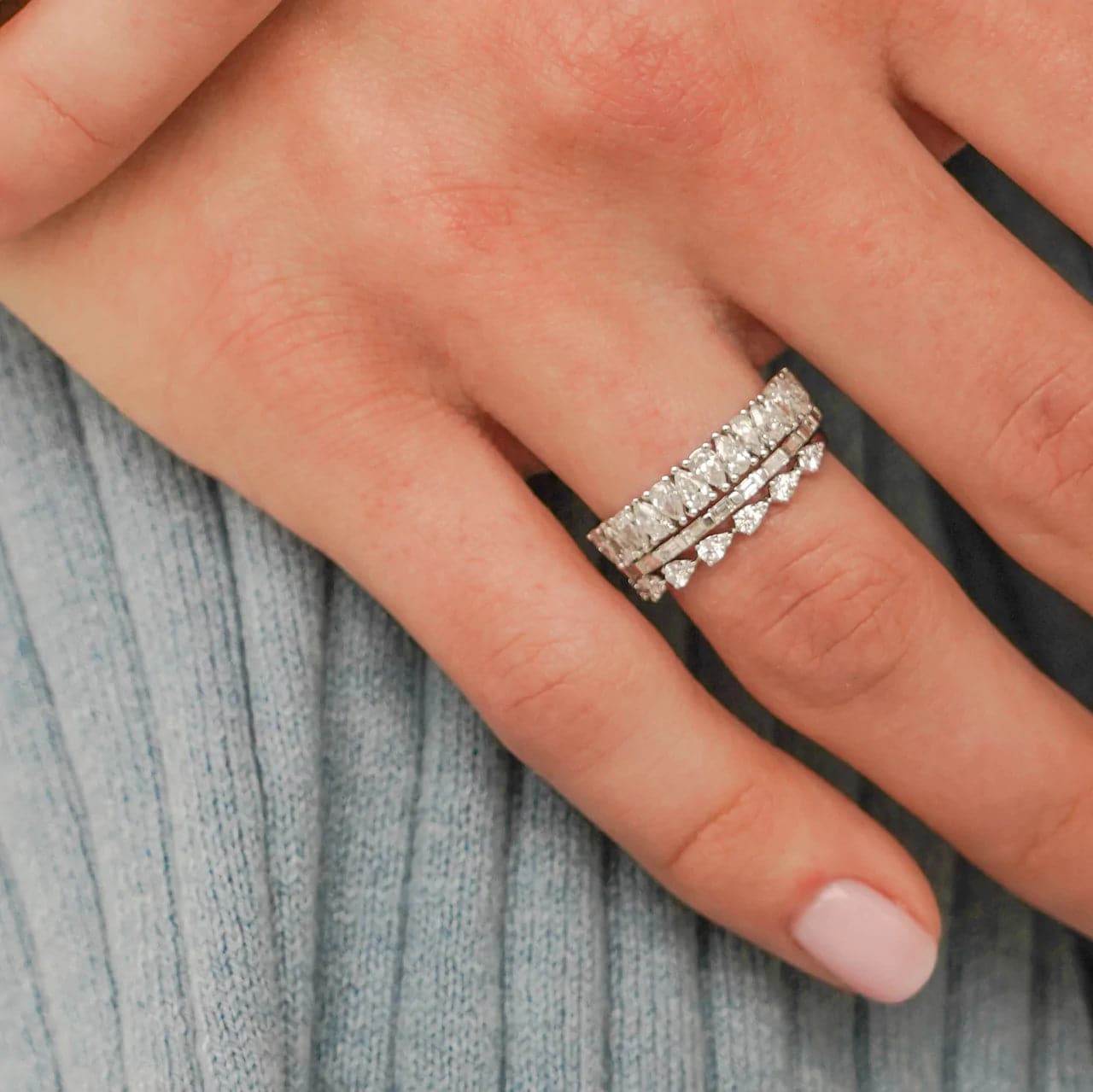 Dana Rebecca Designs Ring Sadie Pearl Baguette Diamond Eternity Ring - White Gold 6