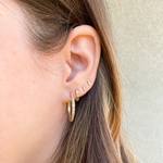 Dana Rebecca Designs Earring Sadie Pearl Diamond Baguette Huggies - Rose Gold