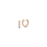 Dana Rebecca Designs Earring Sadie Pearl Diamond Baguette Huggies - Rose Gold