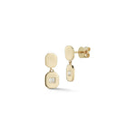 Dana Rebecca Designs Earring Sadie Pearl Double Baguette Drop Studs - Yellow Gold