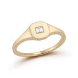 Dana Rebecca Designs Ring Sadie Pearl Double Baguette Signet Ring- Yellow Gold 6