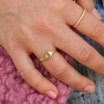 Dana Rebecca Designs Ring Sadie Pearl Double Baguette Signet Ring- Yellow Gold 6
