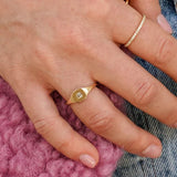 Dana Rebecca Designs Ring Sadie Pearl Double Baguette Signet Ring- Yellow Gold 6