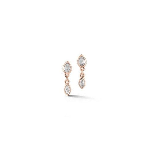 Dana Rebecca Designs Earring Taylor Elaine Marquise and Pear Bezel Drop Stud Earrings- Rose Gold