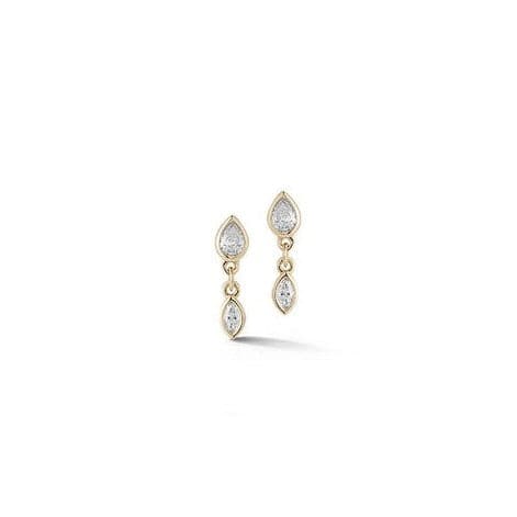 Dana Rebecca Designs Earring Taylor Elaine Marquise and Pear Bezel Drop Stud Earrings- Yellow Gold
