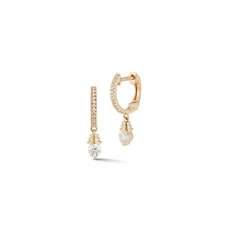 Dana Rebecca Designs Earring Teddi Paige Coil Drop Mini Diamond Huggies - Yellow Gold