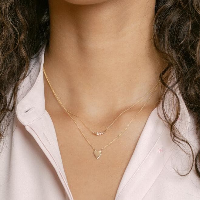 Dana Rebecca Designs Necklaces and Pendants Vivian Lily Graduating Diamond Curve Necklace - White Gold 16/18"