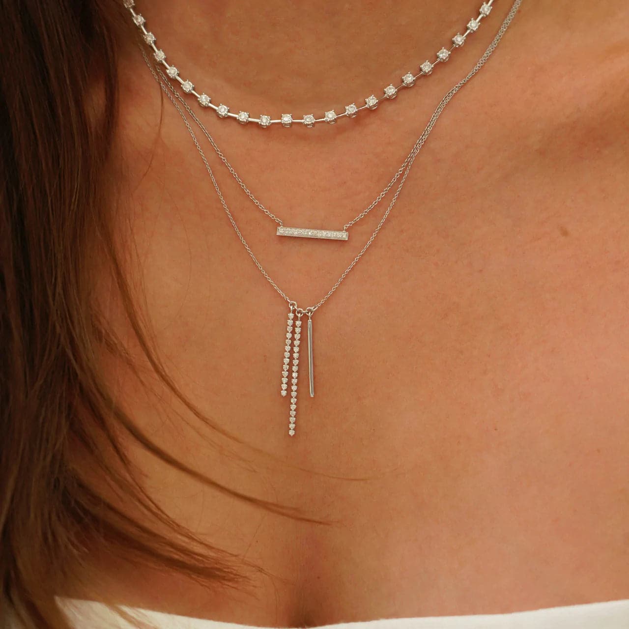 Dana Rebecca Designs Necklaces and Pendants Vivian Lily Trio Charm Diamond Necklace - White Gold