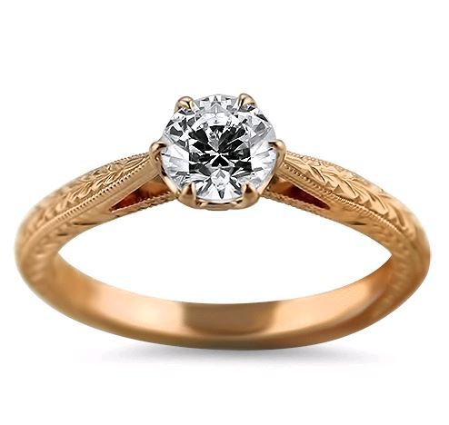 Danhov Engagement Ring Classico Engraved Solitaire Setting