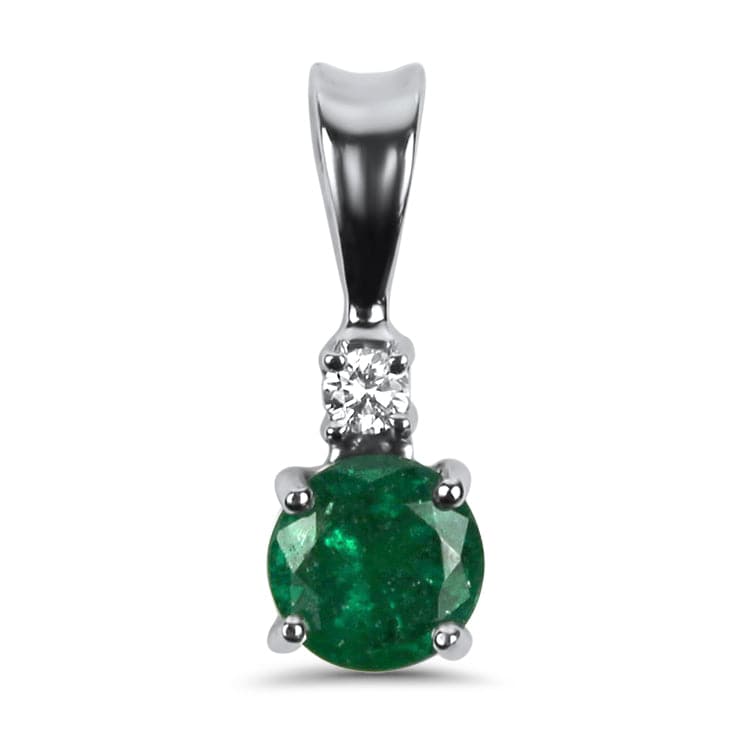 Fitzgerald Imports Necklaces and Pendants 14K White Gold Emerald and Diamond Pendant