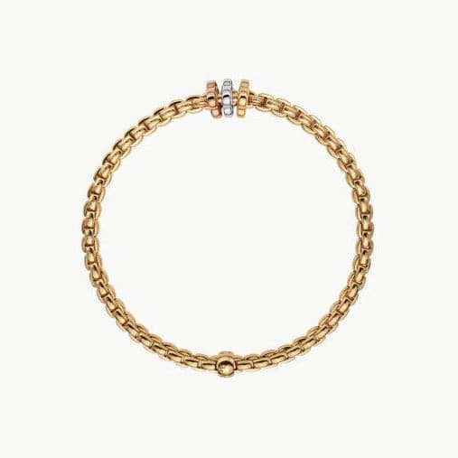 Fope Bracelet Eka Tiny Flex'it Bracelet in 18k Yellow Gold with Yellow, Rose & White Gold Rondells