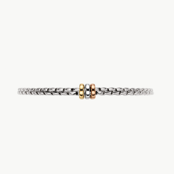 Fope Eka Tiny Flex'it Bracelet with Yellow, Rose & White Gold