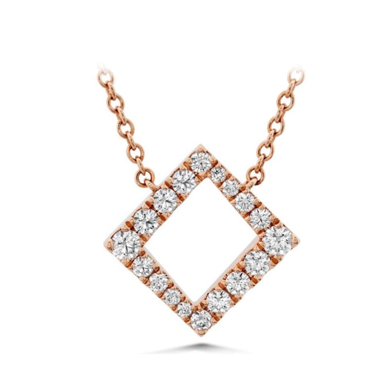 Hearts on Fire Necklaces and Pendants 18K Rose Gold Charmed Square Diamond Necklace