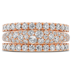 Hearts on Fire Ring 18k Rose Gold Triple Grace Diamond Right Hand Ring 6.5