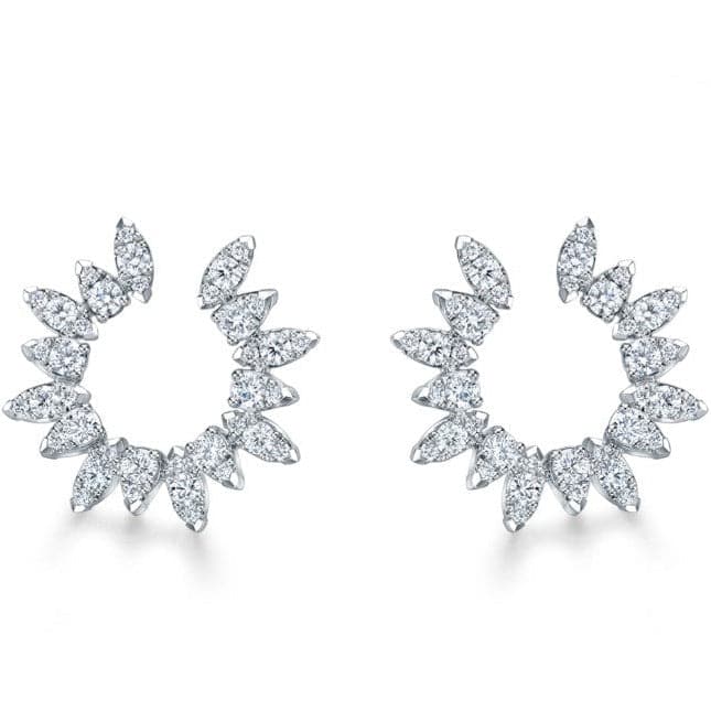 Hearts on Fire Earring 18K White Gold Aerial Sunburst Wrap Diamond Earrings