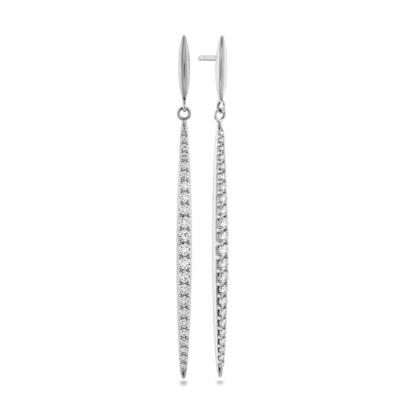 Hearts on Fire Earring 18K White Gold Classic Stiletto Diamond Drop Earrings